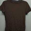 Abardsion Women's Casual Basic Going Out Crop Tops Slim Fit Short Sleeve Crew Neck Tight T Shirts 2025 (Medium, Deep Brown)