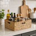Jumbo Wicker Basket, Rectangular Wicker Baskets for Storage, Water Hyacinth Extra Large Storage Baskets, Shelf Basket with Built-in Handles-1 Pack