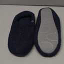 HomeTop Women's Fuzzy Curly Fur Memory Foam Loafer Slippers with Polar Fleece Lining (8.5, Navy)
