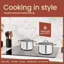 Stainless Steel Stockpot with Tempered Glass Lid 3 Quart, Durable 18/0 Stainless Steel, Impact-Bonded Base for Even Heating, Riveted Handles, Oven & All Stove Compatible, Safe Up To 500°F (260°C)