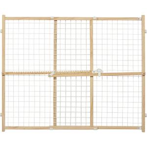 MidWest Homes for Pets Wire Mesh Pet Safety Gate, Dog Gate Expands From 29 - 50 Inches Wide, 32 Inches Tall, Wood, Powder Coated Wire