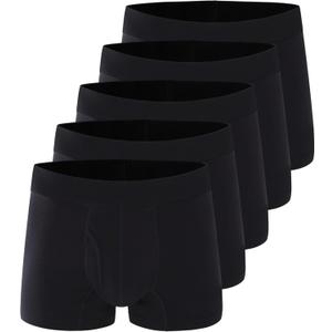 AIRCUTE Urine Incontinence Underwear for Men Washable Leak Proof Absorbency Boxer Briefs with Fly Bladder Control 60ML, 5 Pack (3XL,Black5)