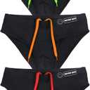 Men's Athletic Swim Briefs Compression Fit Quick Dry Training Swimsuit with Drawstring for Swimming and Racing Black XL