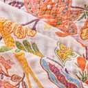 VANJOROY Boho Throw Blanket 60" x 80", 100% Organic Cotton Breathable Skin-Friendly Ultra Soft Bed Quilt Throw - Floral Rustic Decor Luxury Reversible Blanket for Sofa Couch Chair and Gift,