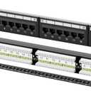 FGB 10Gbps Cat6A Patch Panel, 24-Port RJ45 Ethernet Patch Panel for 19" Rackmount or Wall Mount, 1U Network Panel for Gigabit Networks