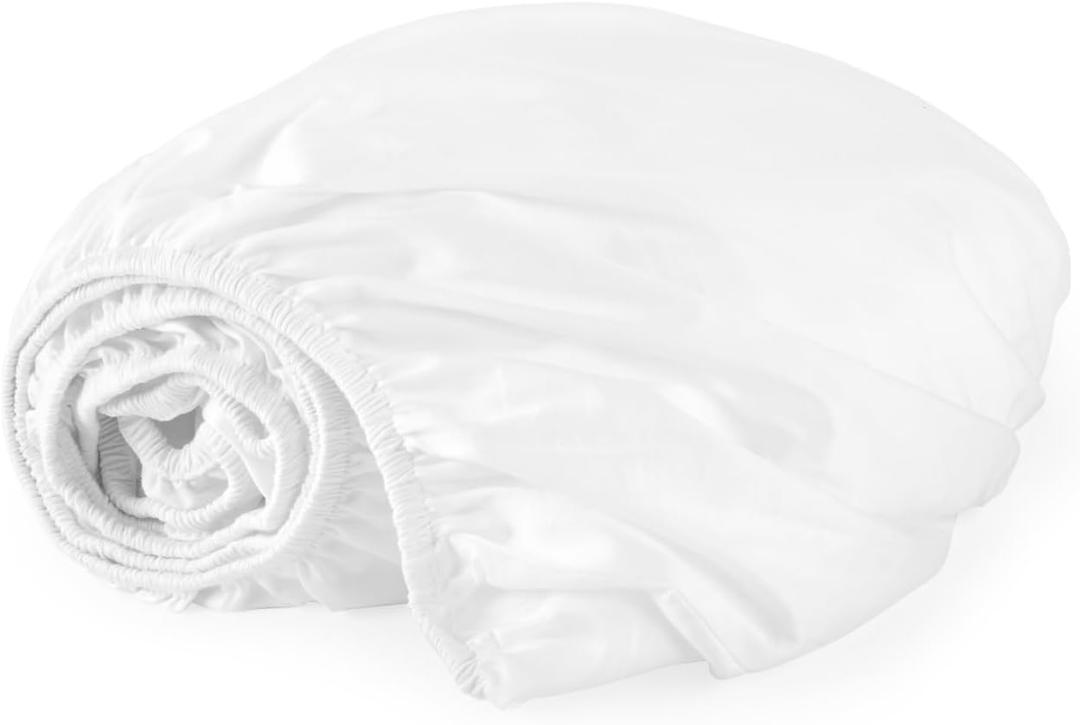 Organic Full Fitted Sheet Only Deep Pocket - 100% Organic Cotton Sheets with Soft Breathable 500 Thread Count Sateen Weave GOTS & Fairtrade Certified - Fitted Bed Sheets Only (White, Full)