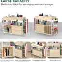 Wrapping Paper Storage & Organizer, Craft Cart with Ribbon & Gift Bag Storage, Wrapping Paper Organizer Holder(3 Wooden Drawers- Oak)