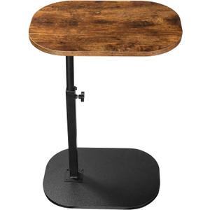 Side Table TV Tray for Couch,Height Adjustable 360° Swivel C Shaped End Table for Small Spaces,Bedside Bathroom Living Room (Vintage Brown), One Size