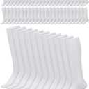 Shihanee 50 Pairs Men Knee Highs over The Calf Long Field Hockey Socks Size 10-13 Tube for Adult Sports Football Soccer (White)
