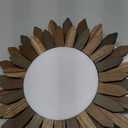 Honiway Boho Wall Decor 12 inch Decorative Mirror with Rustic Wood Sunburst Frame, Perfect for Bedroom, Living Room, Bathroom, Kitchen (Tril Color)