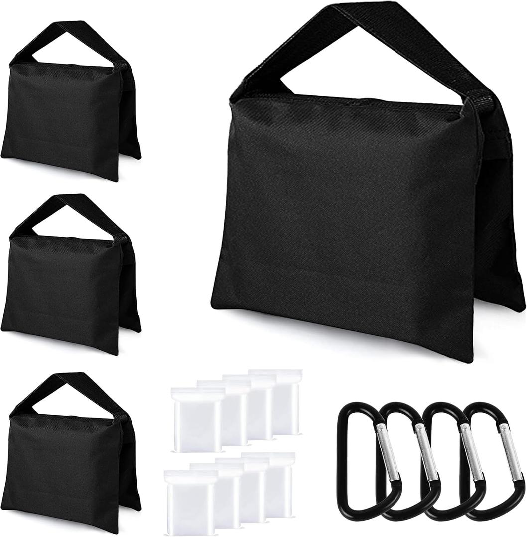 Photography Sandbag for Video Stand, Heavy Duty Weight Bags for Light Tripod, Camping Chair, 4 Packs (Black)
