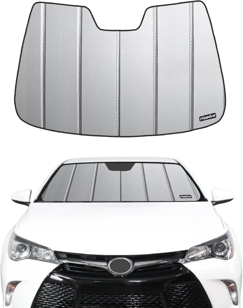 Windshield Sun Shade for Toyota Camry 2012-2017,Front Window Sunshade,6 Layers Sun Shield,Block UV Rays Dashboard Shield,Insulation Sun Shade Accordion Fold (2012-2017 camry no LDA/AHB, Understated Gray - SafeGuard)