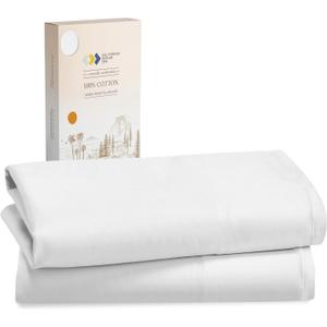 California Design Den Standard Queen Size Pillowcases - 100% Cotton, Set of 2 Soft & Cooling Sateen Weave Cases, Fits Queen and Standard Size Pillows - Bright White