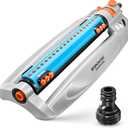 GRNTEK Oscillating Lawn Sprinkler for Yard & Garden  Covers up to 3617 Sq Ft, 16 Nozzles, Universal US/EU Hose Connector, Durable Plastic Construction