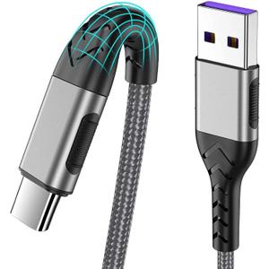 Durcord USB C Charger Cable, 2Pack 6ft Fast Charging 6Ft USB Type C Cord Cable, 6 Foot Type C Charger Premium Nylon Braided USB Cable Compatible with iPhone 15 Pro/Plust/Max-Silver