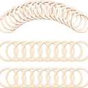 NBEADS 50 Pcs Natural Wood Rings, 2.9" Unfinished Wood Pieces Circle Ornaments Wood Linking Rings Blank Wooden Slices for Painting Christmas Home Decor, 2.36" Inner Diameter