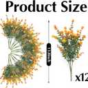 Artificial Mums for Outdoors, 12 Bundles Faux Mums for Outdoor Fall Planters,Uv Resistant Eucalyptus Artificial Fake Flowers Plants, Realistic Fall Decor for Porch, Patio, Yard (Fall Orange)