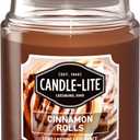 Candle-lite Scented Candles, Cinnamon Rolls Fragrance, One 18 oz. Single-Wick Aromatherapy Candle with 110 Hours of Burn Time, Brown Color (Cinnamon Pecan Swirl)