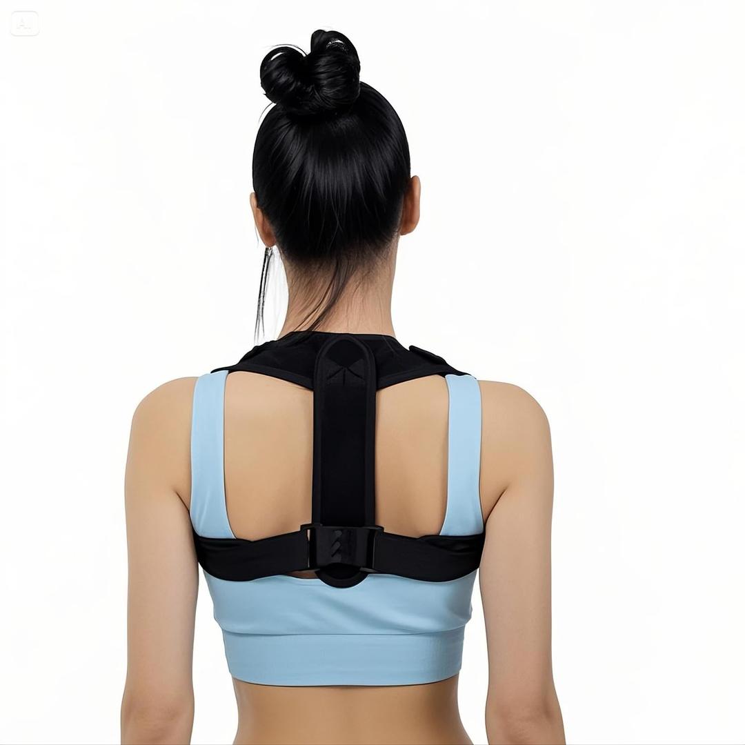 HLOES 2 PCS Posture Corrector for Women and Men, Adjustable Upper Back Brace, Breathable Back Support straightener, Providing Pain Relief from Lumbar, Neck, Shoulder, and Clavicle, Black