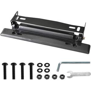 Car License Plate Holder, Universal Adjustable License Plate Frames, Stainless Steel Car Tag Holder with Screws and Nuts, Carbon Fiber Front License Plate Mount Bracket