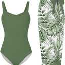 UNIFACO Teen Girls Swimsuit Size 12-14 One Piece Bathing Suit with Mesh Cover Up Adjustable Straps Swimwear