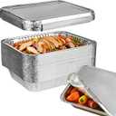 21"x13" Large Full Size Aluminum Pans With Lids （15 Pack）, 21x13x3.2