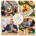 Homienly Reusable Wheat Straw Cutlery with Case, 6 Sets Wheat Straw Portable Knife Fork Spoons Tableware, Unbreakable Ttavel Utensils with Case, Lunch Utensils Set for Work, Picnic(White)