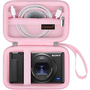 Canboc Carrying Case for Sony ZV-1/ ZV-1F/ ZV-1 II Digital Camera for Content Creators, Sony ZV1 Vlogging Camera Bag, Zipper Mesh Pocket fits USB Cable, Batteries, Pink