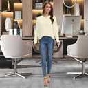 Women's Long Sleeve Tunic 2026 Blouses Knit Sweater Casual Basic Shirts Tee Shirts Tops (Blue, L)