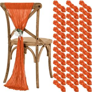 Teruntrue Cheesecloth Chair Sashes Aisle Decorations 50 Packs, Chair Decorative Chair Cover Chair Sashes 70 Inch for Wedding Reception Party Hotel Decoration(Burnt Orange)