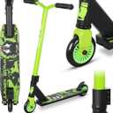 Pro Trick Scooter, Entry Level Stunt Scooters for Kids Ages 6 Years and Up, Aluminum and Lightweight Complete BMX Freestyle Scooter for Beginners (2022 Black Green)