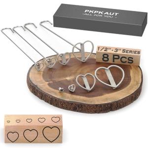 8Pcs Mini 1/2"-3" Branding Irons, Love/Heart Outlines Custom Wood Branding Iron Personalized for Wood Working, Leather Hats, Felt, Cowhide, BBQ & Bread Logo, Steak Branding Iron for Food (New Style Set)