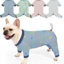 Bienbee Dog Pajamas, 4 Pack Dog Recovery Suit Shedding Suit Cute Soft Puppy Clothes Dogs Pjs Onesies Jammies Adjustable Breathable & Stretchy Clothes for Small Medium Large Dogs Girl Boy Puppy-L