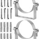 4 Inch Rigid Split Ring Pipe Hanger, Heavy Duty B-Type Steel Vent Pipe Support with Wall Standoff, Rust-Resistant Chimney & Duct Hanger for 4.254.5 in OD Pipes, 2 Pack