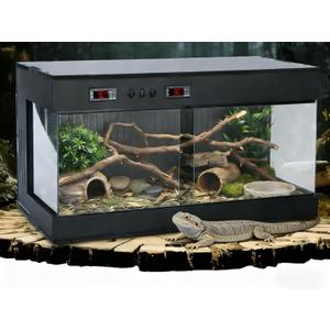 PVC Reptile Terrarium Tanks Enclosure for Ball Python Snake Gecko Bearded Dragon, PVC Reptile Lounge Habitat with Glass Sliding Door and Intelligent Thermostat (33gallons)