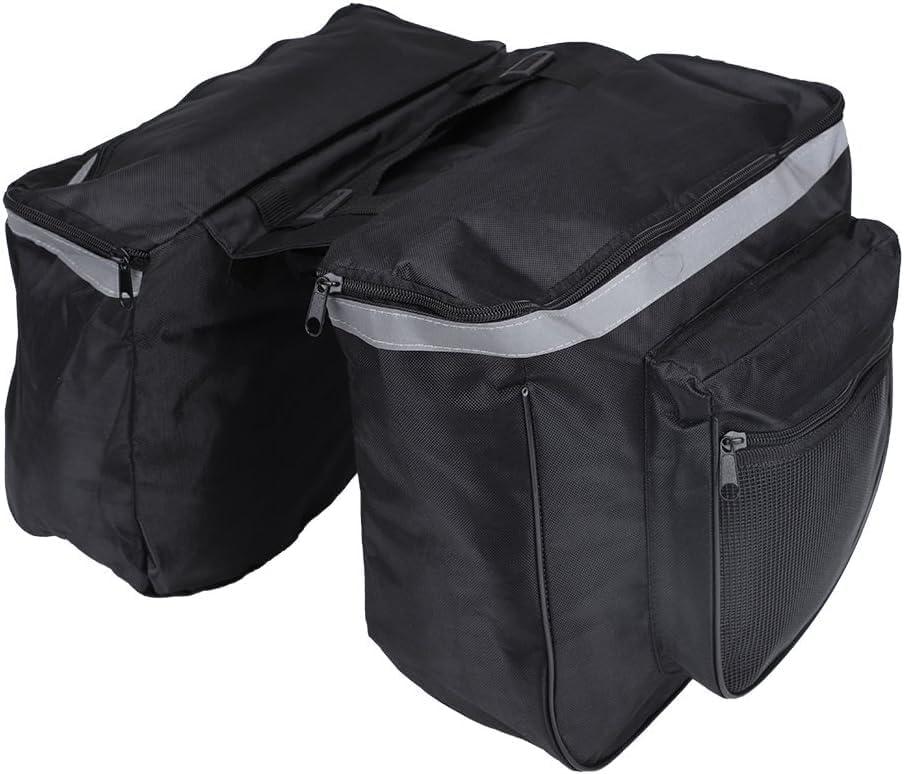 25L Saddle Bags for Bicycle,Bike Rear Carrier Bag With Reflective Trim,Bike Panniers With Adjustable Hooks,Waterproof Mountain Road Bike Rack Rear Seat Tail Carrier Trunk Double Pannier Bag (Black)
