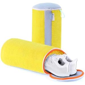 Teletrogy Shoe Washing Machine Bag, Laundry Shoe Bag for Washer & Dryer, Shoe Bag for Washing Machine Hands-free Plush Fibers Shoe Cleaning Bag Reusable for Sneakers Tennis Shoes, Yellow 2Pcs