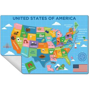 COMIX Magnetic Dry Erase Board, Educational Jigsaw Puzzle Board for Kids, 26" x 17" Adhesive 42 State USA Map Puzzle for Kids at Home Student Classroom