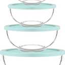 Luvan Borosilicate Clear Glass Mixing Bowls with Lids Set of 4 (0.53qt, 1.1qt, 2.1qt, 3.7qt), Space Saving Nesting Bowls Large Kitchen Salad Bowls for Meal Preping,Baking,Mixing,Dishwasher Safe