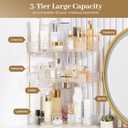 Aveniee Corner Bathroom Counter Organizer, Bathroom Countertop Shelf Makeup Storage, Clear Perfume Tray Holder (3 Tiers, White)