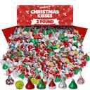 Zisbers Bulk Kisses Mix 2 Pound Assortment Candy Cane Hot Cocoa Milk Individually Wrapped for Gifts Decoration Parties (EXP 11/30/26)