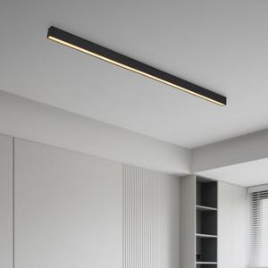 Black ceiling light LED, modern and simple, long strip ceiling surface installation, suitable for living room, bedroom, corridor and kitchen, remote control to switch color and brightness, 78.7 inches