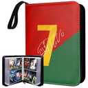 HBK Soccer Card Binder, PU Leather Collectible Trading Card Albums with 50 Sleeves, Soccer Gift for Cards Collectors (CR7, 400 Pockets)