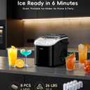 ecozy Portable Ice Makers Countertop, 8 Cubes in 6 Mins, 26lbs/Day, Bullet Ice Maker Machine with 2 Ice Sizes, Self-Cleaning Ice Maker with Carry Handle for Home/Kitchen/Party/Travel - 2026 Version