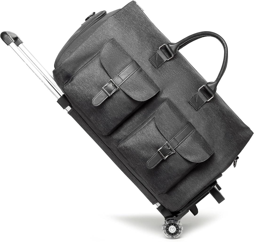 seyfocnia Rolling Garment Bag,Rolling Duffle Bag with Wheels Rolling Garment Bags for Travel with Shoe Pouch Carry On Bag Weekender Bags Garment Duffel Bag for Men or Women-Grey (A2-Grey-2P)