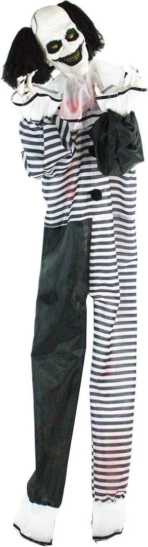 Haunted Hill Farm Scary Animatronic Talking Clown with Touch Activated Lights and Sounds, Indoor or Covered Outdoor Halloween Decorations for Home or Haunted House, Battery Operated Halloween Props