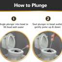 Korky Gray Toilet Plunger and Holder – Heavy Duty Compact Design – Fast Clog Removal – Easy to Clean - Made in USA
