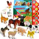 iGRATENS Farm Animals Figures Toys with Sound Books, 10PCS Farm Animals for Toddlers & Animal Sound Books with 10 Buttons, Plastic Animals, Farm Toys for Toddlers 3-5, Animal Lover Gifts for Kids