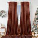 Dchola Burnt Orange Velvet Curtains for Bedroom Window, Super Soft Vintage Luxury Heavy Drapes, Room Darkening Rod Pocket Curtain for Living Room, W52 by L108 inches, 2 Panels