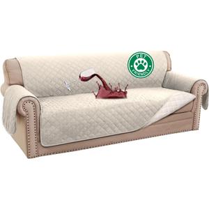 Turquoize 100% Waterproof Sofa Covers Couch Cover Sofa Cover for Dogs Couch Protector Triple Non-Slip Sofa Slipcover for 3 Cushion Couch Furniture Protector for Pets, Kids,Dog (Sofa 70", Ivory)